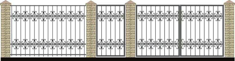 Забор, ворота и калитка. Вариант 17