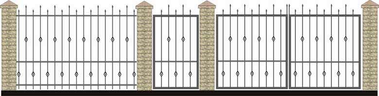 Забор, ворота и калитка. Вариант 18