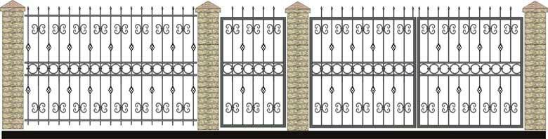 Забор, ворота и калитка. Вариант 19
