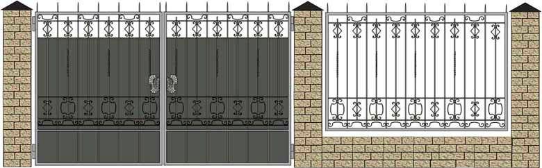 Забор, ворота и калитка. Вариант 28
