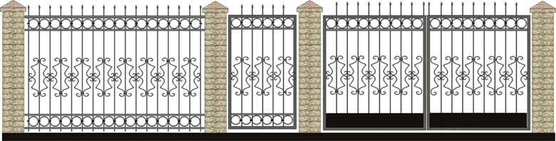 Забор, ворота и калитка. Вариант 34