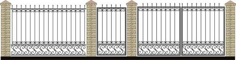 Забор, ворота и калитка. Вариант 36
