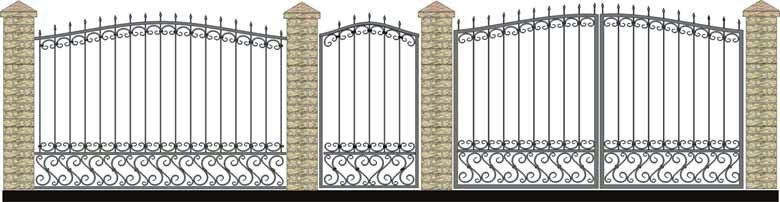 Забор, ворота и калитка. Вариант 37