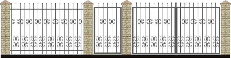 Забор, ворота и калитка. Вариант 42