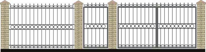 Забор, ворота и калитка. Вариант 44