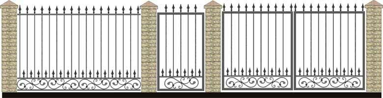 Забор, ворота и калитка. Вариант 46