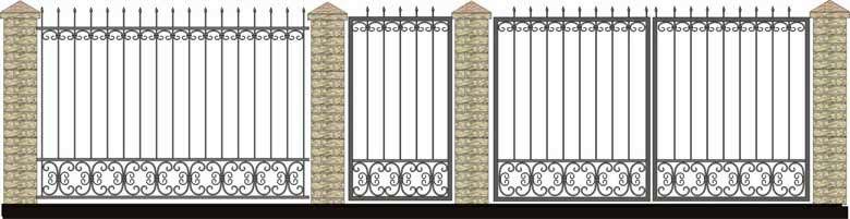 Забор, ворота и калитка. Вариант 48