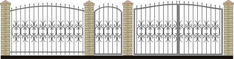 Забор, ворота и калитка. Вариант 56