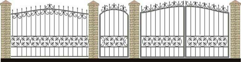 Забор, ворота и калитка. Вариант 58