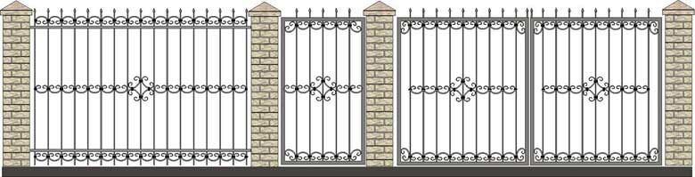 Забор, ворота и калитка. Вариант 6